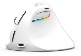 „Delux M618 MINI“ vertikali pelė, balta, belaidė