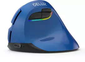 „Delux M618 MINI“ vertikali mėlynos spalvos belaidė pelė.