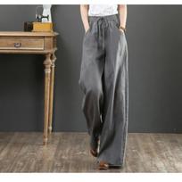 Moteriški aukšto liemens lino plačių kelnių galai – Balti, Didelis dydis, Slim fit, Su raišteliu, Medvilnės mišinys