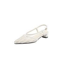 Krazing Pot Straw Weaving Mules Summer Size 42 Gold Color Thick Low Heels Women Women Pointed Toe Sandals 35 dramblio kaulas