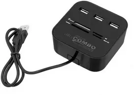 USB šakotuvas su kortelių skaitytuvu