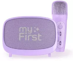 Kompiuterio kolonėlės myFirst Voice 2 - komplektas do karaoke vaikams - mikrofon i głośnik belaidis su efektami modyfikacji dźwięku (violetinė)