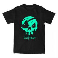 Sea of Thieves Grafiniai marškinėliai Apvalia apykakle Laisvi marškinėliai Unisex Streetwear Trumpomis rankovėmis Medvilniniai marškinėliai Laisvalaikio drabužiai XS juoda