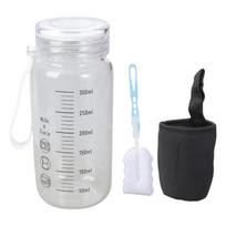 Matavimo stiklinė butelis su matavimo linijomis, 300 ml talpos, karščiui atsparus puodelis, gėrimo indas sportui