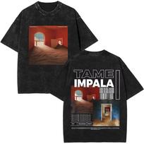 Skalbti vintažiniai Tame Impala grafinio spaudinio marškinėliai Vyriški drabužiai Pop roko grupės marškinėlis Vyrams Moterims Mada Retro marškinėlis S