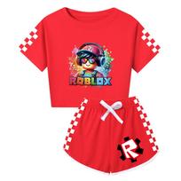 5528 Vaikų Mergaičių Roblox Spausdinimo Trumpomis Rankovėmis Marškinėliai Šortai Sportinių Drabužių Rinkinys 110cm raudona