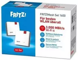 Maršrutizatorius AVM FRITZ! Mesh Set 1600 2-pack, Repeater - baltas/pilka, 2x WLAN Repeater 1200 AX