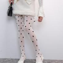 White Dot Girls Stockings Velvet Vintage High Waist Stockings Pantyhose Polka Dot Tights For Women Street Slimming Leggings One Size