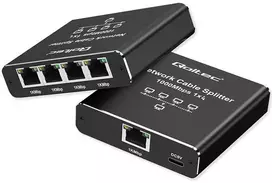 Šakotuvas „Qoltec Rozdzielacz“ skirstytuvas Ethernet mini jungiklis 1x4 RJ45 | 1000Mb/s | USB-C | Aliuminio