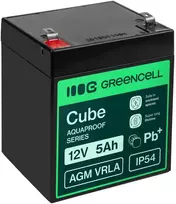 Green Cell Žalias Cell Greencell AGM VRLA 12 V 5 Ah nereikalaujanti priežiūros baterija kasos aparatams, žaislams, fotoaparatams (91 x 70 x 102 mm)