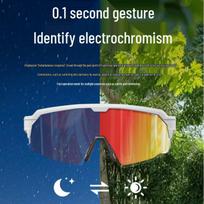 2026 Išmanūs gestų valdymo elektrochrominiai Bluetooth sportiniai akiniai: 0,1 sekundės spalvos keitimas dviračių sportui, alpinizmui ir žygiams Black Frame + Electrochromic Orange