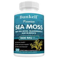 Sea Moss Dietary Supplement, With Organic Bladderwrack Powder, 120 Capsules Per Bottle 120 Capsules