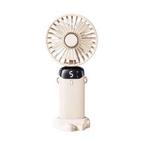 HBOALG Handheld Mini Fan with Foldable Stand, USB Fan with Multi-Function Digital Display, Portable Electric Fan, Rechargeable, White balta