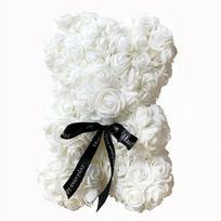 25/40 cm putplasčio rožių meškiukas Daugiaspalvė rožė mergina Valentino dienos meškiuko dovana gimtadienio šventės dekoracija dirbtinės gėlės 25cm White