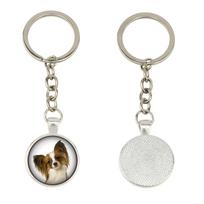 Papillon, Continental Toy Spaniel, Butterfly dog ​​- raktų pakabukas dėžutėje, nuosava nuotrauka, Art-Dog prekės ženklo raktų pakabukas sidabras