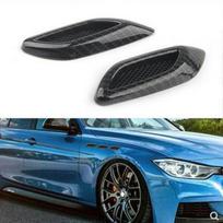 Anglies pluošto automobilio sparno ir kapoto oro įleidimo lipdukai - 6 vnt. rinkinys Carbon Texture Black (6 pieces/set)