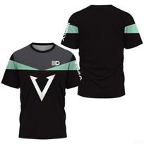 Men's Table Tennis Breathable and Comfortable Round Neck Letter Printed T-shirt, Tennis and Badminton Outdoor Training Top L