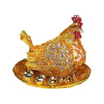 Rhinestone Chick Figurine Metal Simulated Hen Box Container Holder Key Trinkets Jewelry Office Desktop Home Decoration Ornament S auksinė