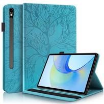For Samsung Galaxy Tab S10 FE Case 10.9 Inch SM-X510 SM-X516B 3D Tree Ebossed Wallet Stand Funda for Galaxy Tab S9 FE Case S10 FE S9 FE 10.9 mėlyna