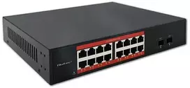 Šakotuvas Qoltec Przełącznik sieciowy SWITCH Gigabit Ethernet | 16x RJ45 | 2x SFP | 1000Mb/s