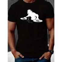 European sizes Men's DJ-Inspired Graphic Tee - Casual Short Sleeve, Breathable, Summer T-Shirt with Geometric Design S juoda
