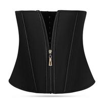 Zipper Front Waist Trainer Corset With Boning S juoda