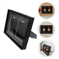 Solid Wood Medal Shadow Box Wall Mounted Display Case 12.4 X 9 Stylish Medal Frame Badge Holder for Home Office Sports Display 27X23X4CM