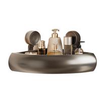 Suction Cup Shower Caddy Rustproof Space Aluminum Corner Shelf with Raised Rails Bathroom Storage A pilka