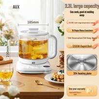 Aux Health Multi-Functional Glass Tea Kettle: Automatic Stew, Cook, Warm, and Keep-Appt Boiler ASH-23AZX-553