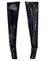 S-3XL Unisex neslystančios spalvotos šlapios išvaizdos PVC kojinės Blizgios PU odos iki šlaunų virš kelių ilgos kojinės kojinytės Medias Calze 2XL black