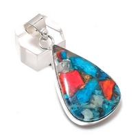 Natural Spiny Oyster Gemstone 925 Sterling Silver Jewelry Pendant 2.05  C4m75