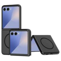 Apsauginis dėklas - BOOLING - Samsung Galaxy Z Flip 7 - Atsparus smūgiams - Magnetinis žiedas - Juodas juoda