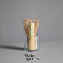 Aštuonių šakelių ilgu kotu bambukinis matcha plakiklis ir kaušelis