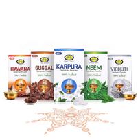 Cycle Pure Sambrani Powder Pack of 5 – 100 GM Each, Original Aromatic Pooja Powder for Daily Puja & Festivals Guggal, Hawana, Vibhuti, Karpura & Neem