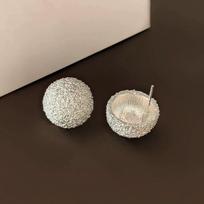 Frosted Granular Round Stud Earrings - 2025 Light Luxury Style sidabras
