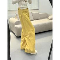 Yellow Big Horn Sickle Denim Women's 2025 New High-waist Straight Loose Slimming Wide-leg Trousers S geltona