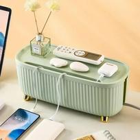 Nordic Plug Board Storage Box Cable Wire Organizer Case Socket Wireless WiFi Router Bracelet Desktop Data Line Plug Holder 35x15x13.5CM žalia