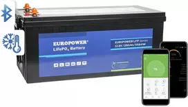 EUROPOWER LFP serijos LiFePO4 akumuliatorius 12,8 V 280 Ah, „Bluetooth“, šildymo kilimėlis (tarnavimo laikas ~4000 ciklų)