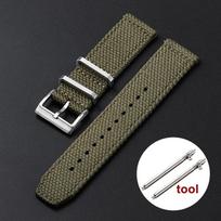 Genuine Linen Nylon Watch Strap 20mm 22mm for Omega Business Cotton Fabric Bracelet Breathable Woven Sports Strap for Men Women 20mm žalia