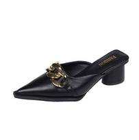 Pantoufles de Luxe Noires à Talons Hauts pour Femme, Mules de Styliste à Enfiler, Mocassins de Soirée, Été 2026 35