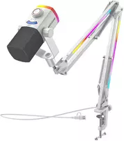 FIFINE AmpliGame AM8W PROT laidinis mikrofonas su stovu ir RGB apšvietimu USB/XLR