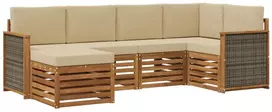 Lauko sofos komplektas 5 vnt. Natūrali