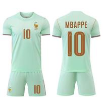 2026 Prancūzijos išvykos šviesiai žalias futbolo marškinėlių komplektas Nr.10Mbappé 28