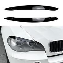 Pair Headlight Eyelid Eyebrows Lid Cover Trim Gloss Black For BMW X5 E70 2008-13