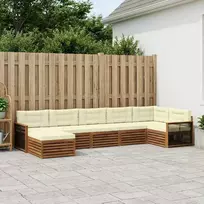 Lauko sofos komplektas 7 vnt. Natūralus ir grietinėlė