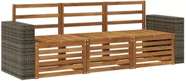 Sofų komplektai 3 pcs Kietos akacijos mediena