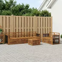 Lauko sofos komplektas 7 pcs Natūrali Kietos akacijos mediena