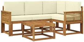 Lauko sofos komplektas 5 pcs Natūralus ir grietinėlė