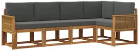 Lauko sofos komplektas 5 pcs Natūralus ir antracitas