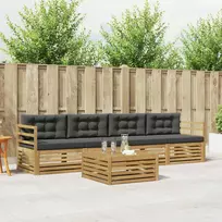 Lauko sofos komplektas su pagalve 5 pcs Balta ir antracito